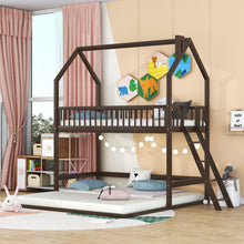 Load image into Gallery viewer, Twin Over Twin-Twin House Bunk Bed with Extending Trundle and Ladder
