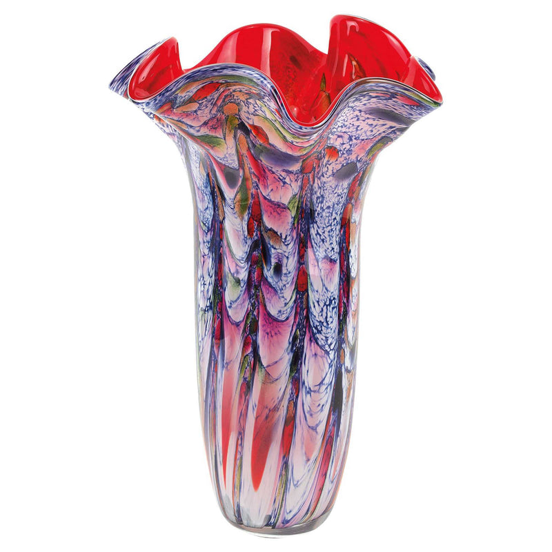 Abstract Wavy Murano Table Vase - Blue / Red / White