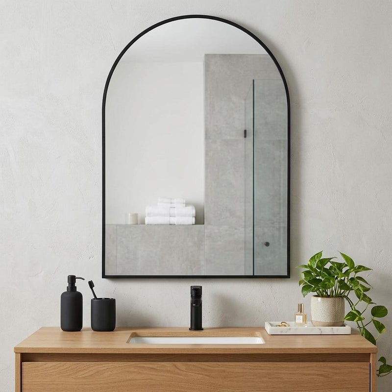 Aluminum Arch Framed Bathroom Vanity Mirror (756069) - Black