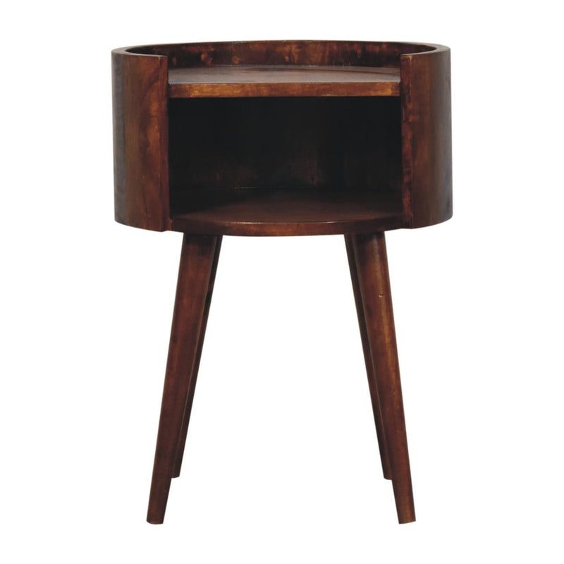 Solid Wood Round Nightstand - Chestnut