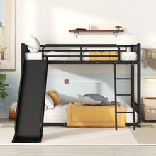 Load image into Gallery viewer, Metal Bunk Bed with Slide, Twin over Twin, Black
