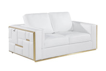 Load image into Gallery viewer, Leather Loveseat Metallic - White / Silver
