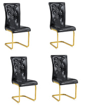 Load image into Gallery viewer, Faux Leather Metal Dining Side Chairs (Set of 4) - Black / Gold
