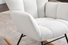 Load image into Gallery viewer, Teddy Fabric Rocking Gilder Nursery Chair For Living Room Indoor - Ivory
