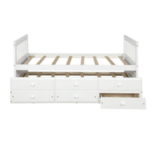 Load image into Gallery viewer, TOPMAX Captain&#39;s Bed Twin Daybed with Trundle Bed and Storage Drawers, White
