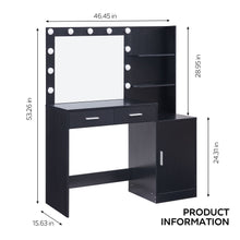 Load image into Gallery viewer, Vanity Desk With Mirror And Lights, 46.4In Dressing Table With 2 Large Drawer &amp; Large Vertical Organizer, 3 Level Dresser &amp; 3 Lighting Modes Adjustable Brightness, Suitable For Bedroom
