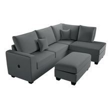 Load image into Gallery viewer, Modern Style Sectional Set With USB Port, Storage Ottoman
