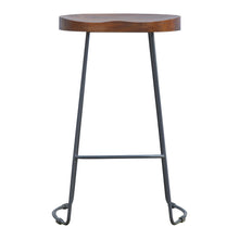 Load image into Gallery viewer, Solid Wood Iron Bar Height Bar Chair - Brown / Black
