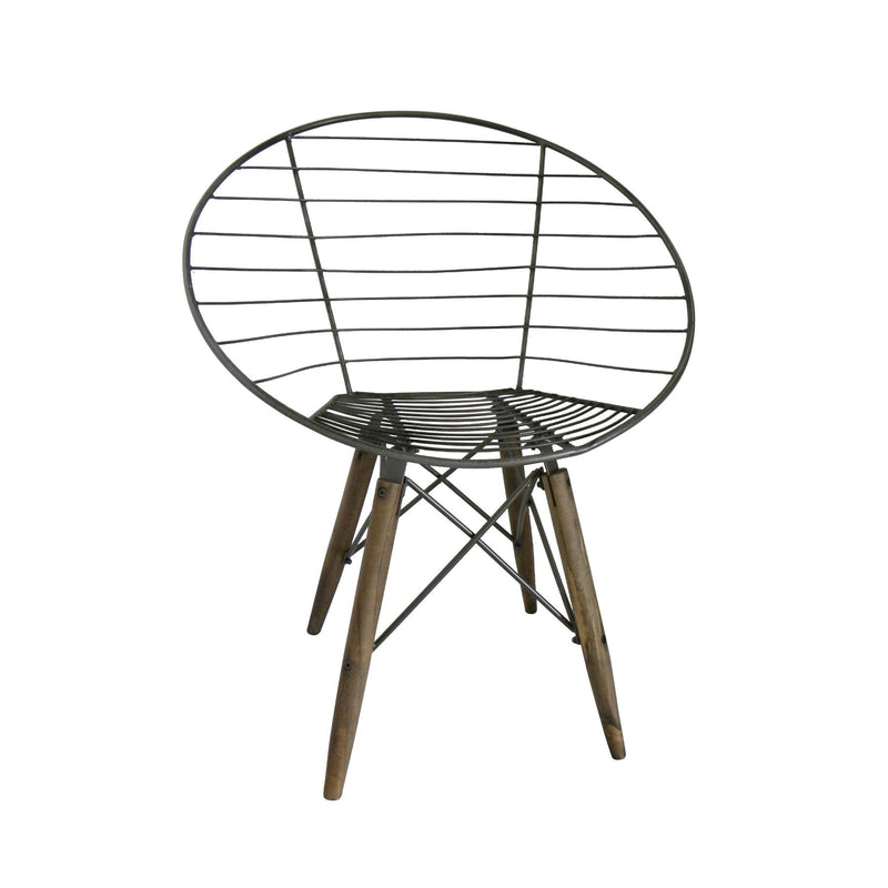 Metal Partially Open Back Dining Arm Chairs (Set of 2) - Gray / Brown