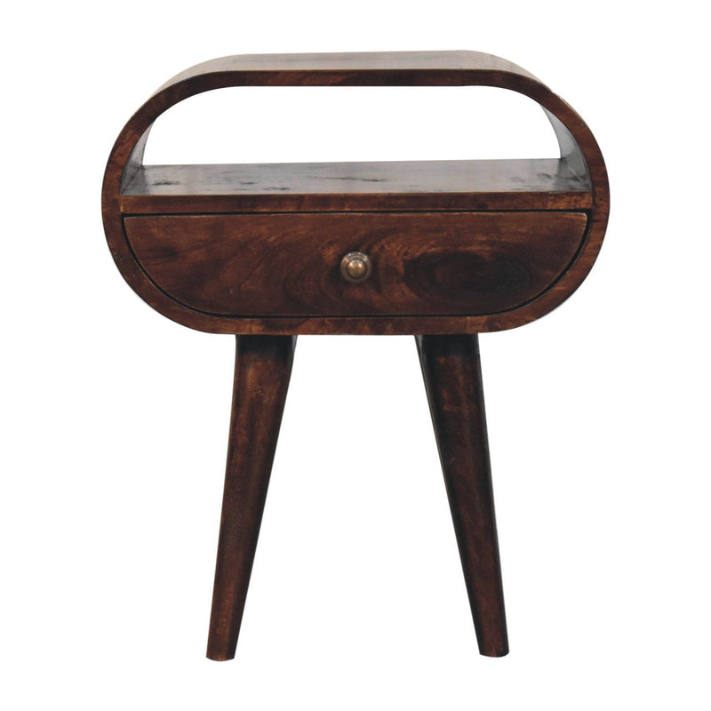 21" Solid Wood Oval One Drawer Nightstand - Walnut