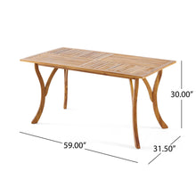 Load image into Gallery viewer, Outdoor Rectangular Table With Curved Legs And Perpendicular Wooden Slats Table Top
