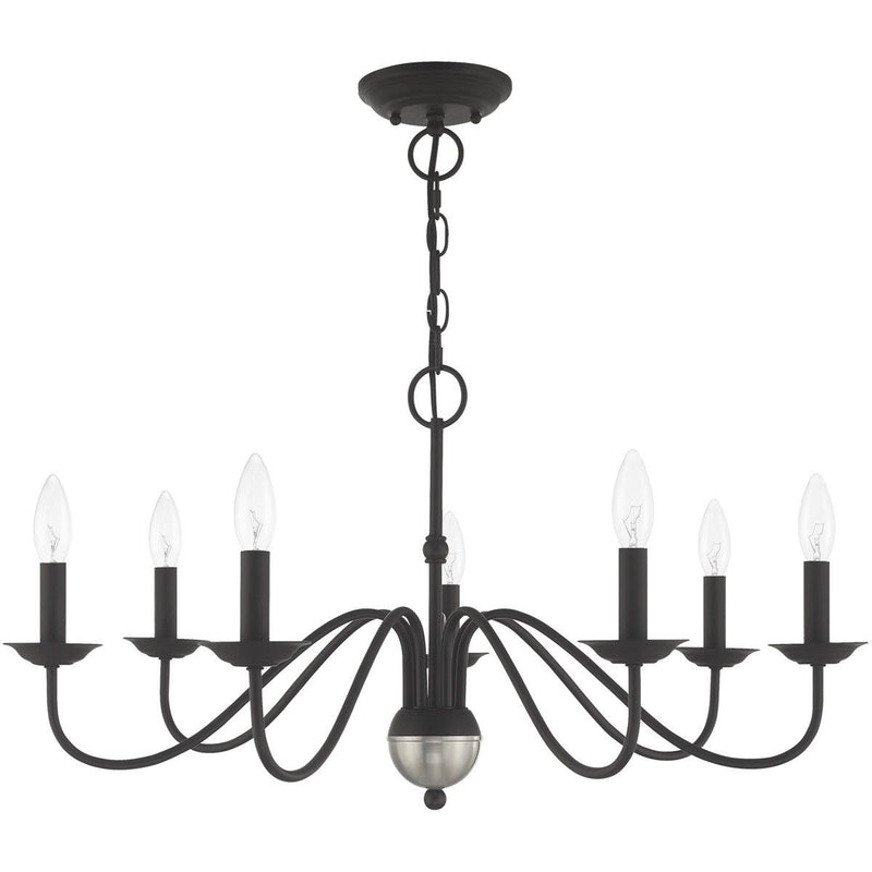 16" Seven Light Dimmable Chandelier With Shades - Black