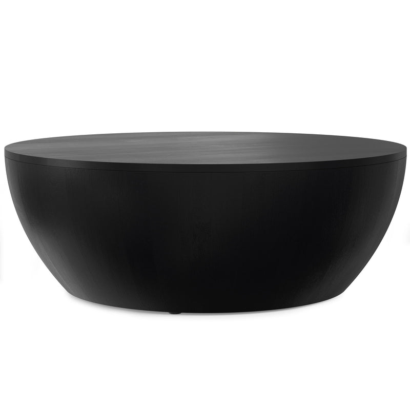 34" Solid Wood Round Solid Coffee Table - Black