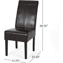 Load image into Gallery viewer, Bonded Leather Upholstered Dining Chair With Solid Wood Legs (Set of 2) - Chocolate
