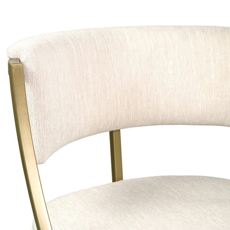 Steel Low Back Bar Height Bar Chair - Beige And Antiqued Brass
