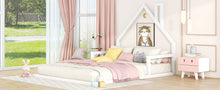 Load image into Gallery viewer, Full Size Wood Floor Bed with House-shaped Headboard, White
