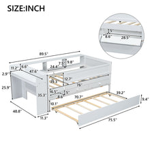 Load image into Gallery viewer, Twin Daybed With Drawers, Trundle, Headboard Storage, Study Desk, And USB Charging Station - White
