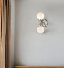 Load image into Gallery viewer, Two Light Wall Sconce With Round Frosted Glass Shade - Silver
