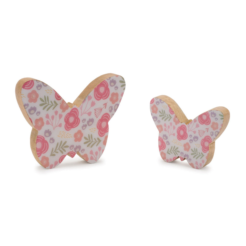 Butterfly Tabletop Sculptures (Set of 2) - White / Pink