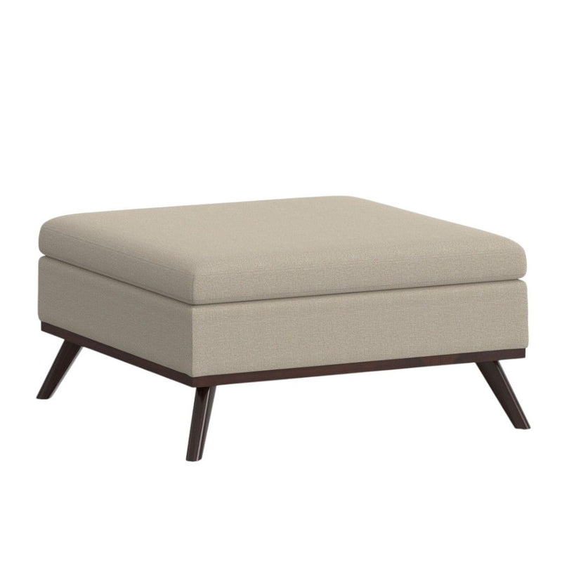 Fabric Cocktail Ottoman With Storage - Brown