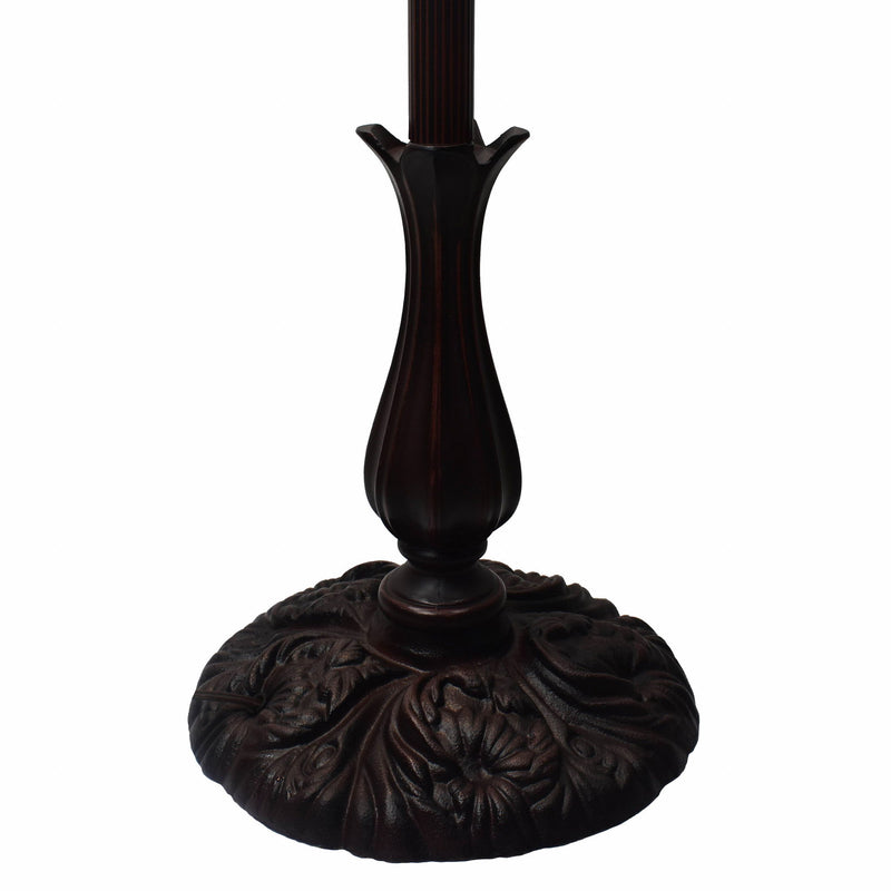 Traditional Shaped Floor Lamp With Stained Glass Bowl Shade - Brown / White
