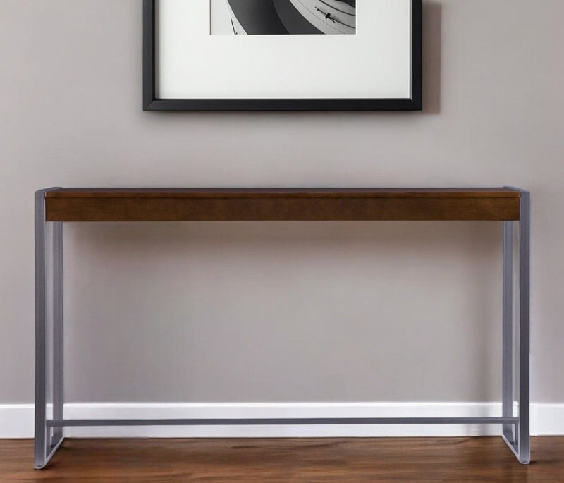 Gunmetal Sled Console Table - Dark Brown
