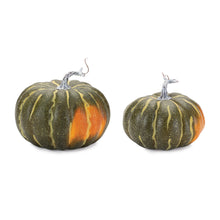 Load image into Gallery viewer, Plastic Pumpkin Thanksgiving Pumpkin Tabletop Sculpture (Set of 2) - Green / Orange
