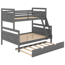 Load image into Gallery viewer, Twin over Full Bunk Bed with Ladder, Twin Size Trundle, Safety Guardrail, Gray(Old SKU:SM000208AAE-1)
