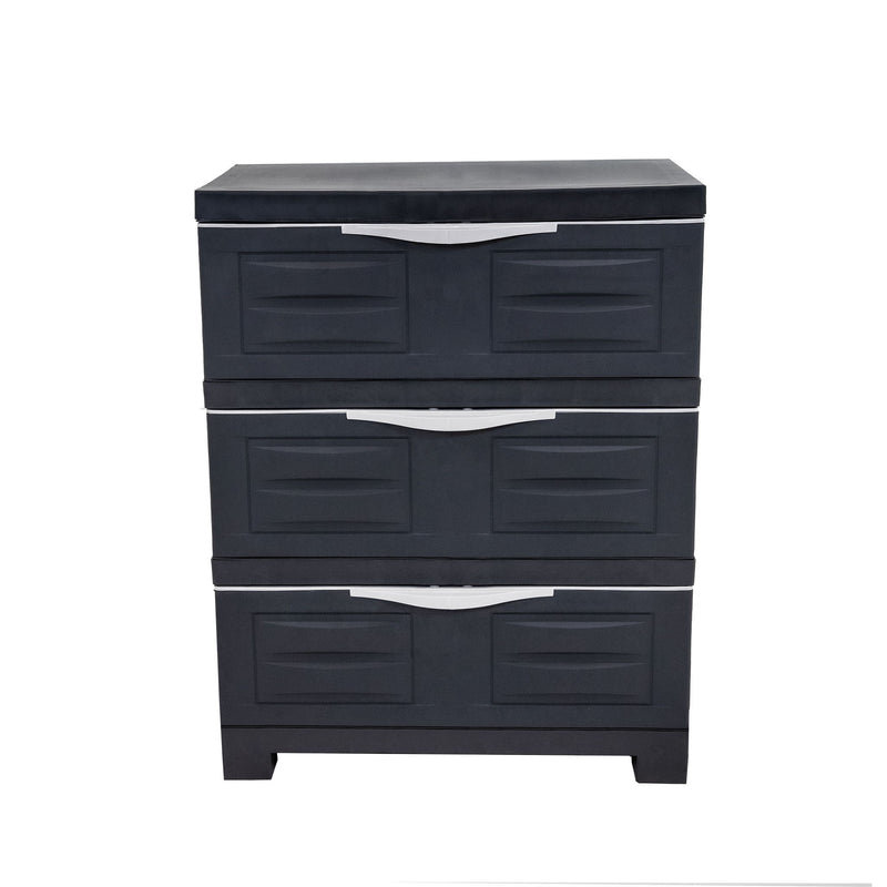 30" Heavy Duty Plastic Three Drawer Utility Cabinet - Dark Gray