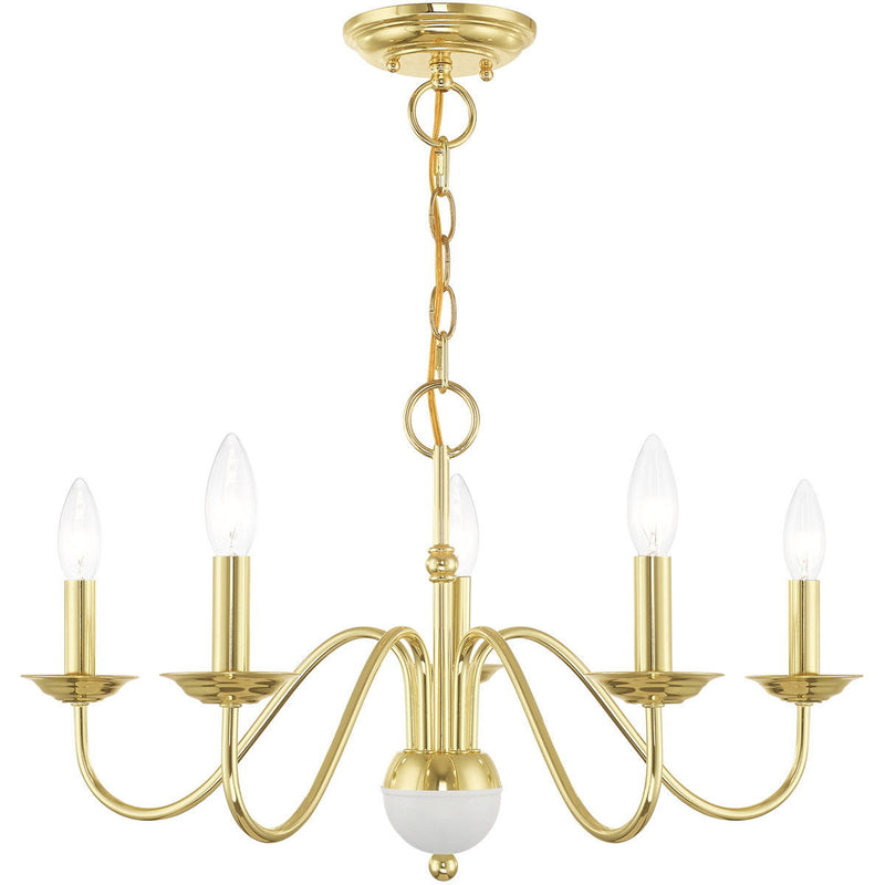 13" Five Light Dimmable Chandelier With Shades - Brass