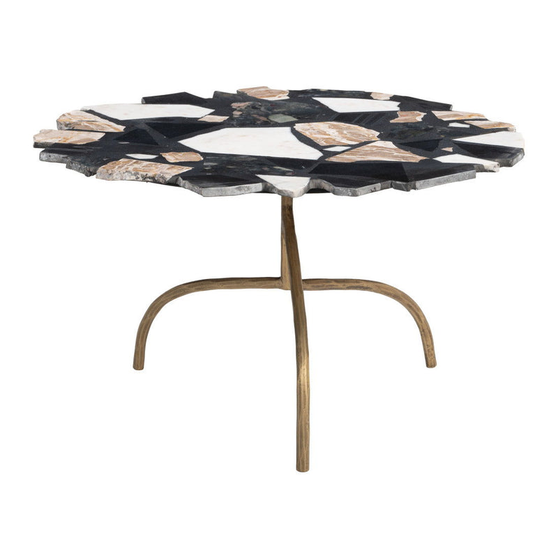 Terrazzo Iron Free Form Pedestal Coffee Table - Black / Gold