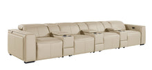 Load image into Gallery viewer, Top Grain Leather Reclining Metal USB Sofa (720419) - Beige
