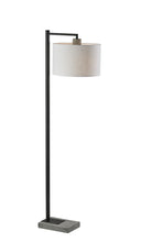 Load image into Gallery viewer, Arc Floor Lamp With White Fabric Drum Shade - Gray And Black
