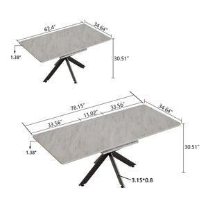 Modern Mid-Century Gray Dining Table Set With Extendable Design