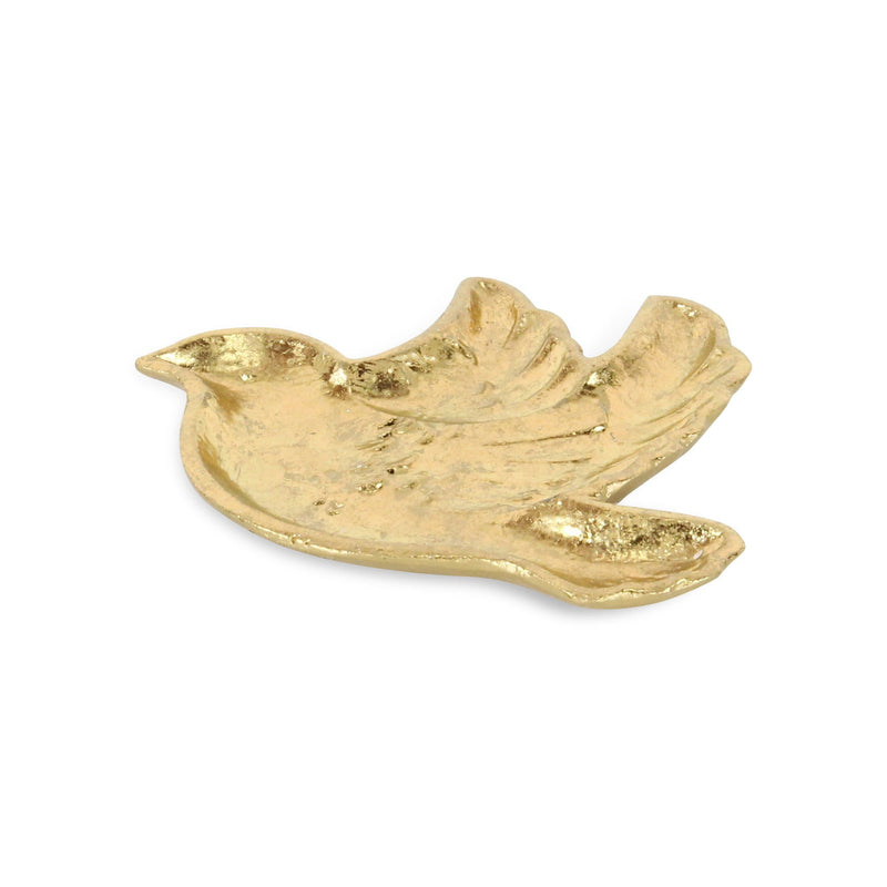 7" Cast Iron Dove Handmade Trinket Tray - Gold
