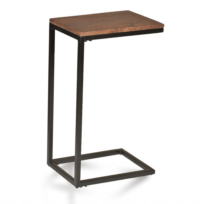 Solid Wood Rectangular End Table - Black And Chestnut