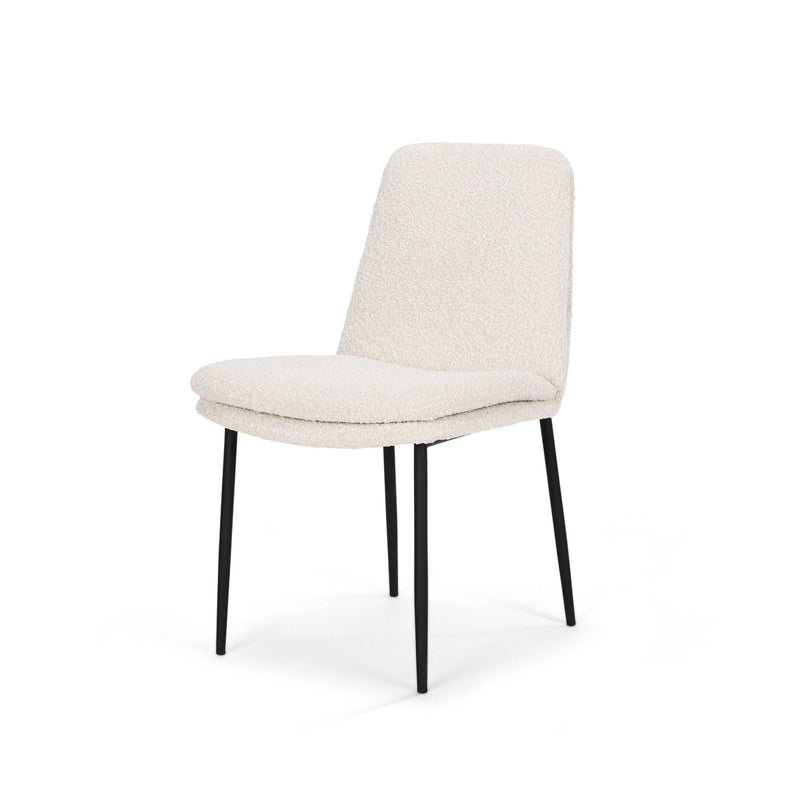Upholstered Boucle Metal Dining Side Chair - Cream