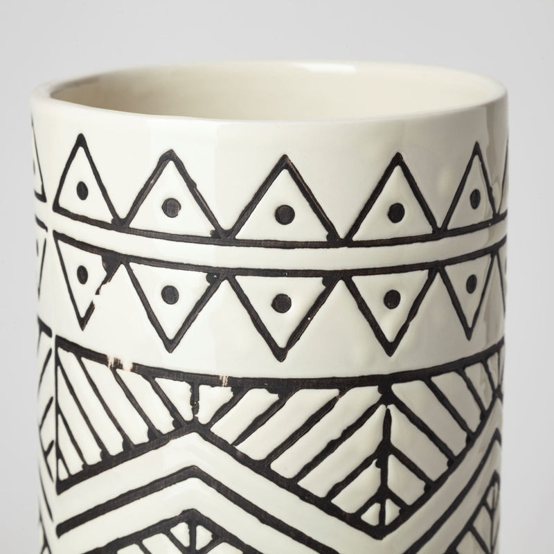 Geometric Cylinder Table Vase - Cream