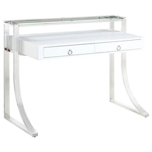 Load image into Gallery viewer, Serrano - 2 Drawer Writing Desk With Polished And Tempered Glass Hutch - Glossy White
