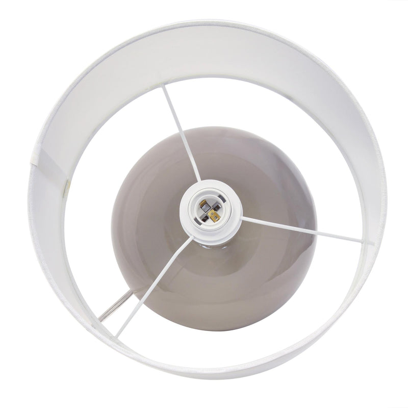 Round Table Lamp With Drum Shade - Gray