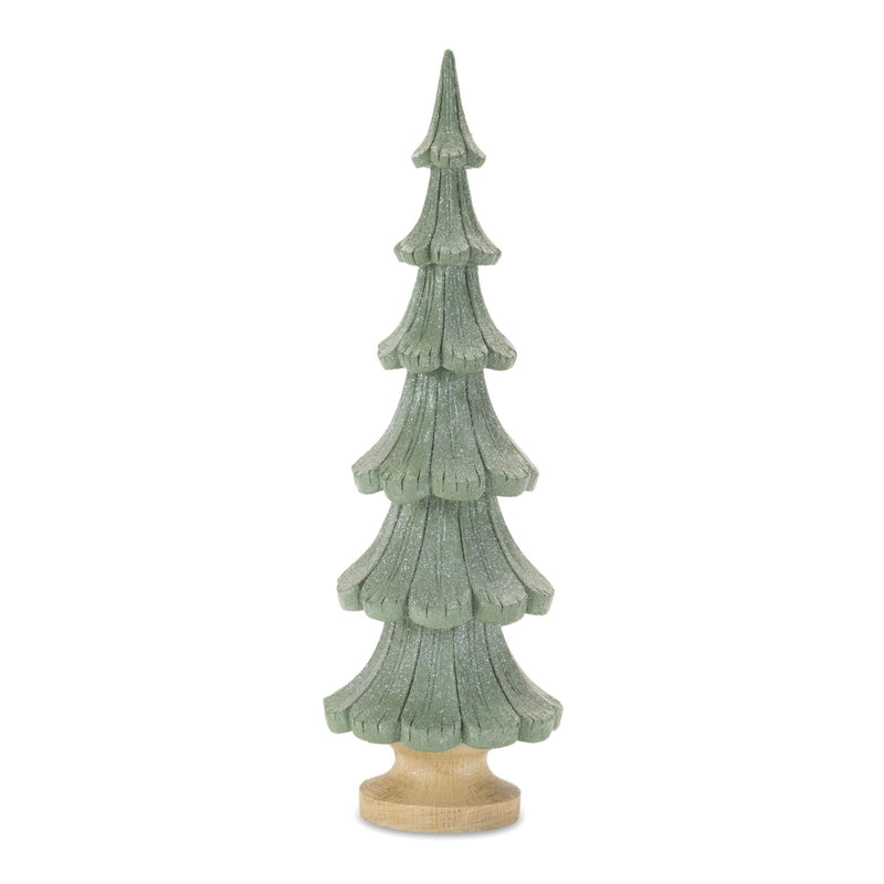 Glitter Christmas Tree Sculptures (Set of 3) - Green / Natural