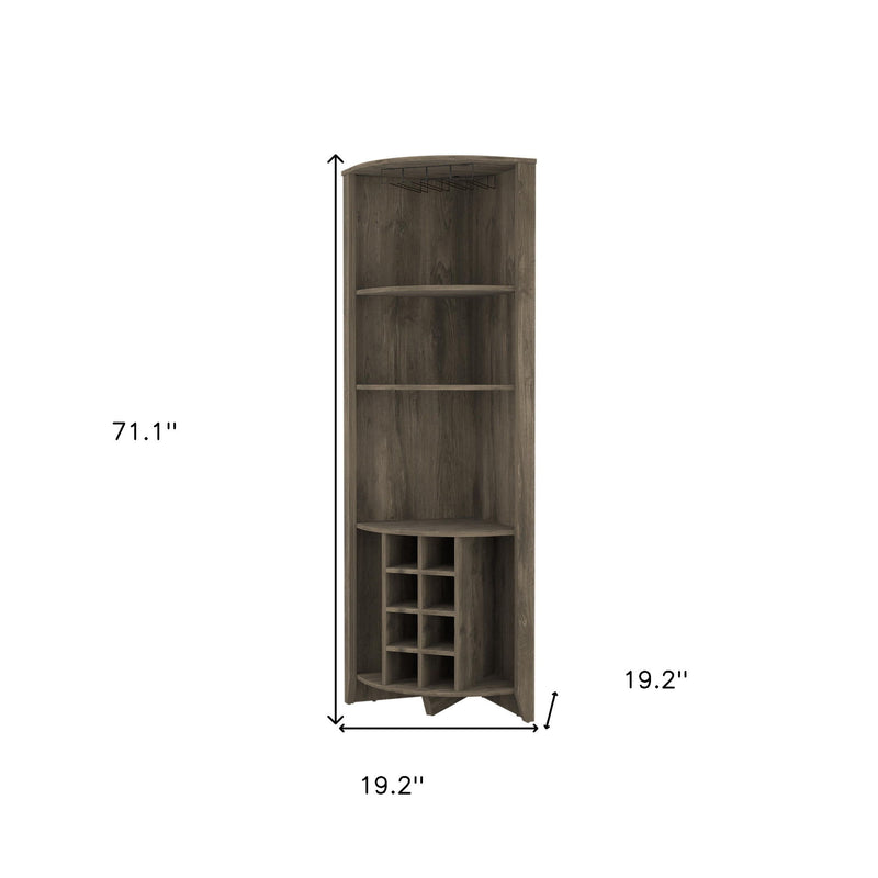 71" Wood Corner Bar Cabinet - Gray