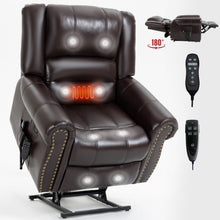 Load image into Gallery viewer, Power Lift Recliner Chair Heat Massage Dual Motor Infinite Position With USB Ports - Antique Brown
