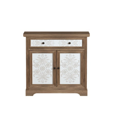 Load image into Gallery viewer, Accent Cabinet With Carved Floral Panels, Sideboard With Drawer And Double Doors - Antique Brown / White
