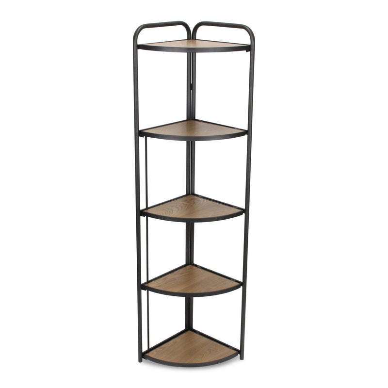 Five Tier Corner Bookcase - Black / Brown
