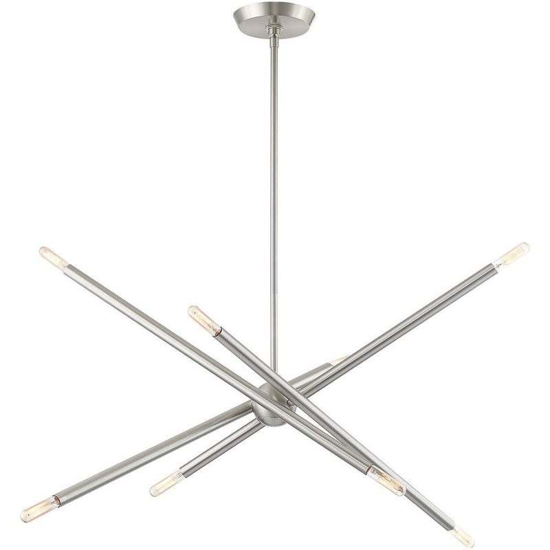 Eight Light Dimmable Chandelier With Shades - Nickel