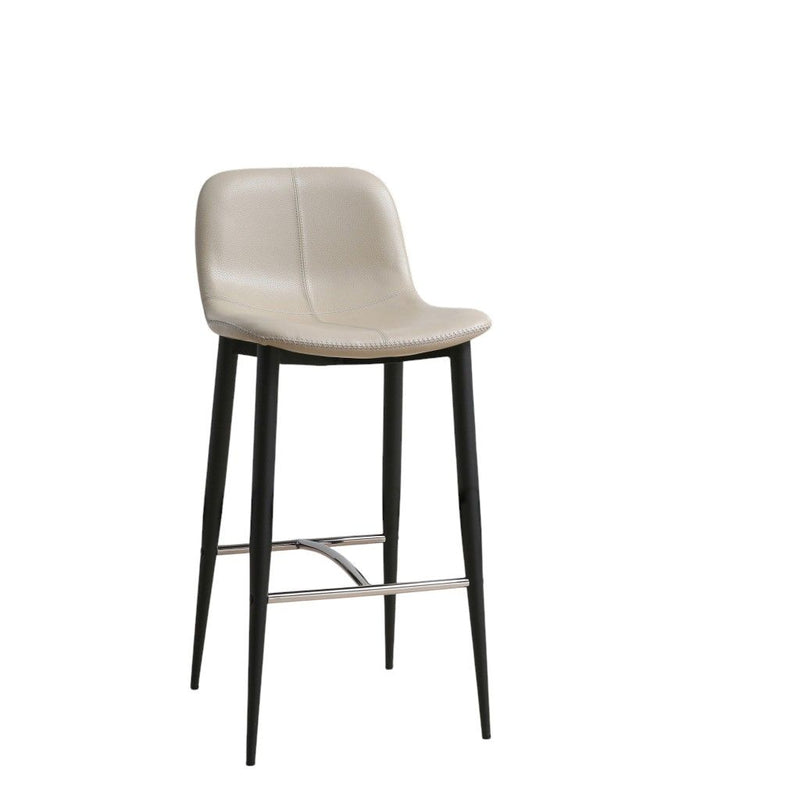 Faux Leather Metal Low Back Counter Height Bar Chair - Sand / Black