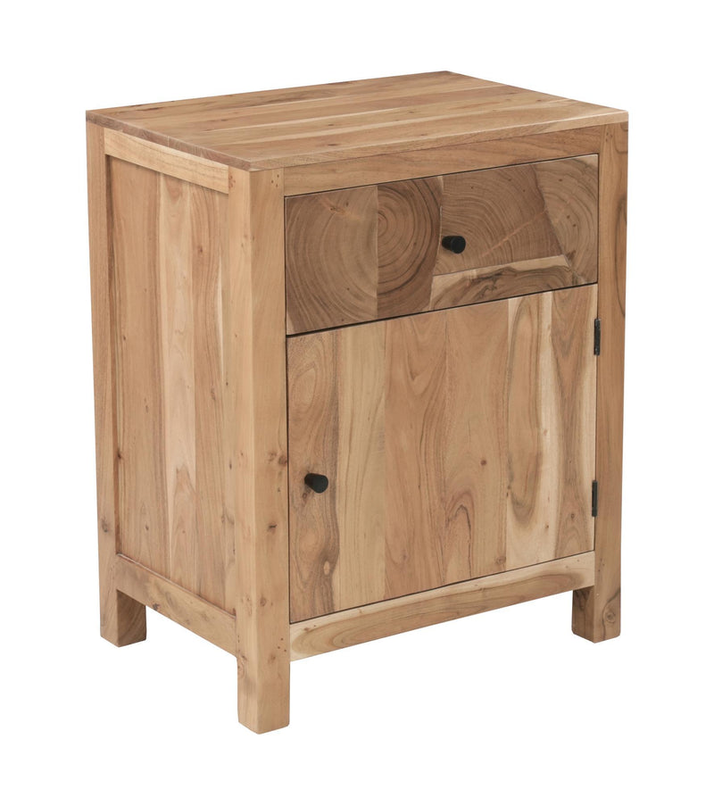 Solid Wood Square One Drawer Nightstand - Natural