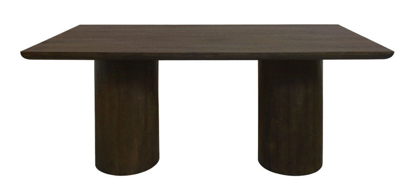 72" Solid Wood Double Pedestal Base Dining Table - Dark Brown