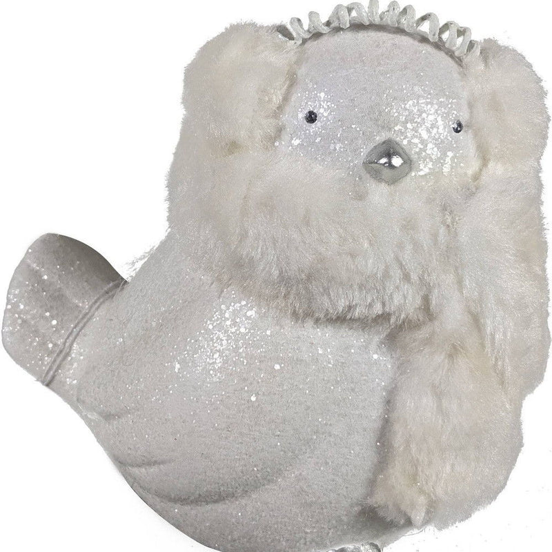 Fabric Bird Christmas Figurine (552219) - White / Silver